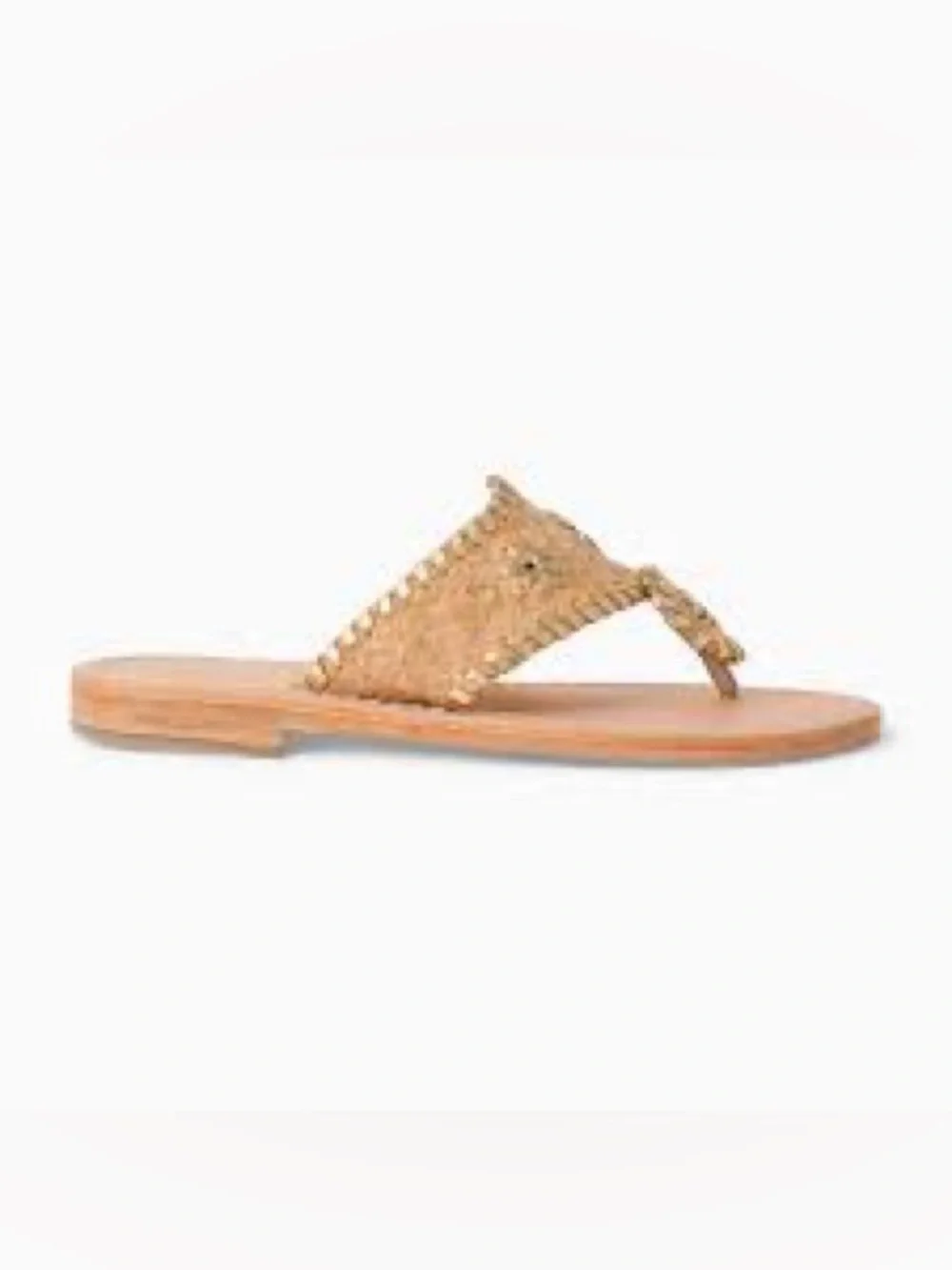 Jack Rogers Natural Cork Slide Sandals with Gold Accents